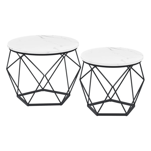 Draper Round Coffee Tables, Set Of 2 Side Tables, Modern Style